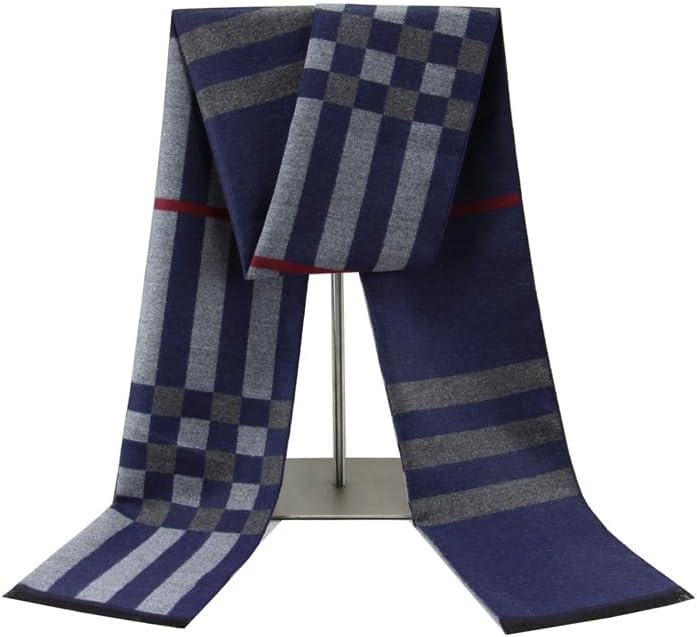 define essentials Men's Winter Warm Long Soft Plaid Scarf with Tassels, Soft Classic mens scraves - Image 1